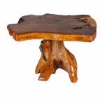 Dhifa teak root side table tabletop showing natural grain and irregular edges