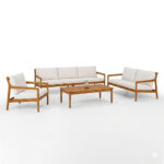 Dhifa teak wood sofa set with matching coffee table and upholstered cushions