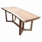 Fina solid Suar wood dining table with geometric open-frame legs