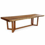Front view of Fina solid Suar wood dining table with geometric frame legs Salin SEO Foto