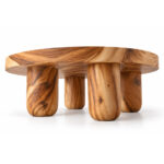 Underside view of the Grainora coffee table showing its thick top and four rounded legs