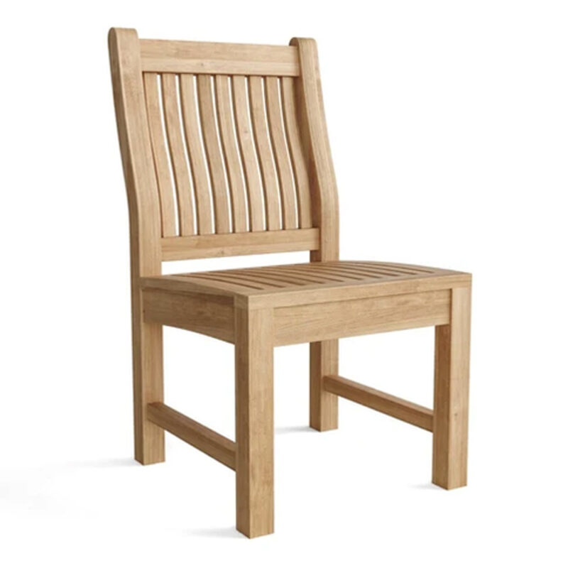 NBF Arvella solid teak outdoor dining chair with slatted backrest and wooden seat