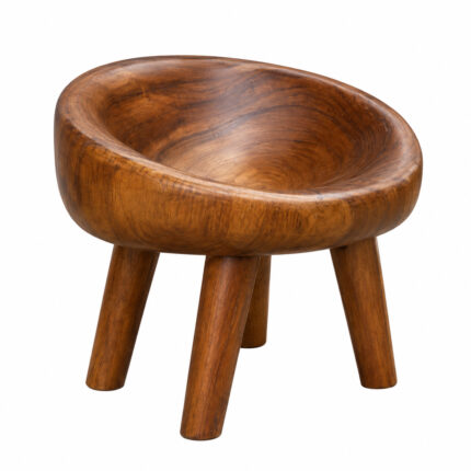 Nestra Suar wood lounge chair with organic bowl-shaped seat