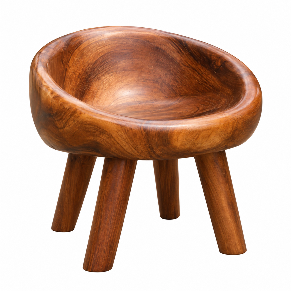 NESTRA Suar Lounge Chair Front view of the Nestra solid Suar wood lounge chair