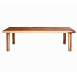 Front view of the Nico Rect Suar wood dining table showing its long rectangular tabletop and four straight wooden legs