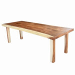 Nico Rect solid Suar wood dining table in a three-quarter view showing the rectangular top and four straight legs