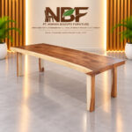 Nico Rect solid Suar wood dining table displayed in the Niwara Bisoepo Furniture studio