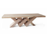 Top view of the rectangular Suar wood dining table highlighting its natural wood grain