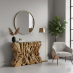 Rania driftwood console table in modern luxury interior