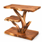 Rootara suar wood side table with three levels and an organic branch-inspired support