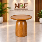 Teak drum pedestal side table handcrafted in Jepara Indonesia