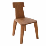 Full product view of solid Suar wood dining chair with T-backrest design and solid wooden seat