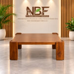 Solid teak square coffee table with distinctive wooden legs handcrafted in Jepara Indonesia