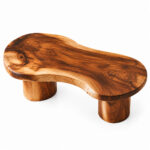 Top view of Suar Flow coffee table highlighting its flowing organic shape and natural wood grain