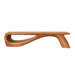 Suar Wood Continuum Bench front view showing continuous sculptural form and open leg design