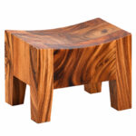 Full view of Suarvo Sculptural Suar Wood Stool with distinctive geometric form