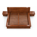 Top view of the Taverno solid teak wood bed showing its rectangular frame and slatted mattress support