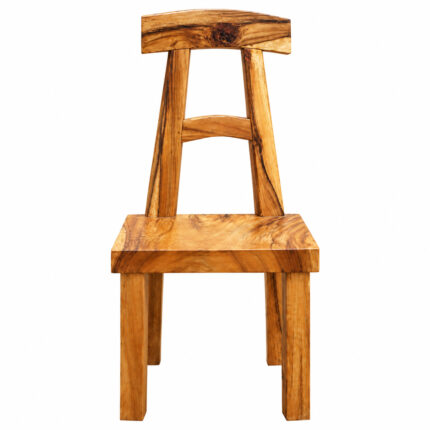 Front view of Tavero Suar Wood Dining Chair with open geometric backrest
