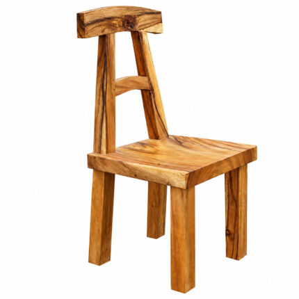 Tavero Suar Wood Dining Chair in three-quarter view with geometric backrest