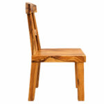 Side view of Tavero Suar Wood Dining Chair showing angled legs and thick seat