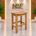 Teak curved seat outdoor bar chair handcrafted in Jepara Indonesia