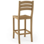 Teak slatted curved back outdoor chair rear view