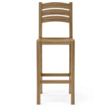 Solid teak slatted outdoor chair with curved backrest