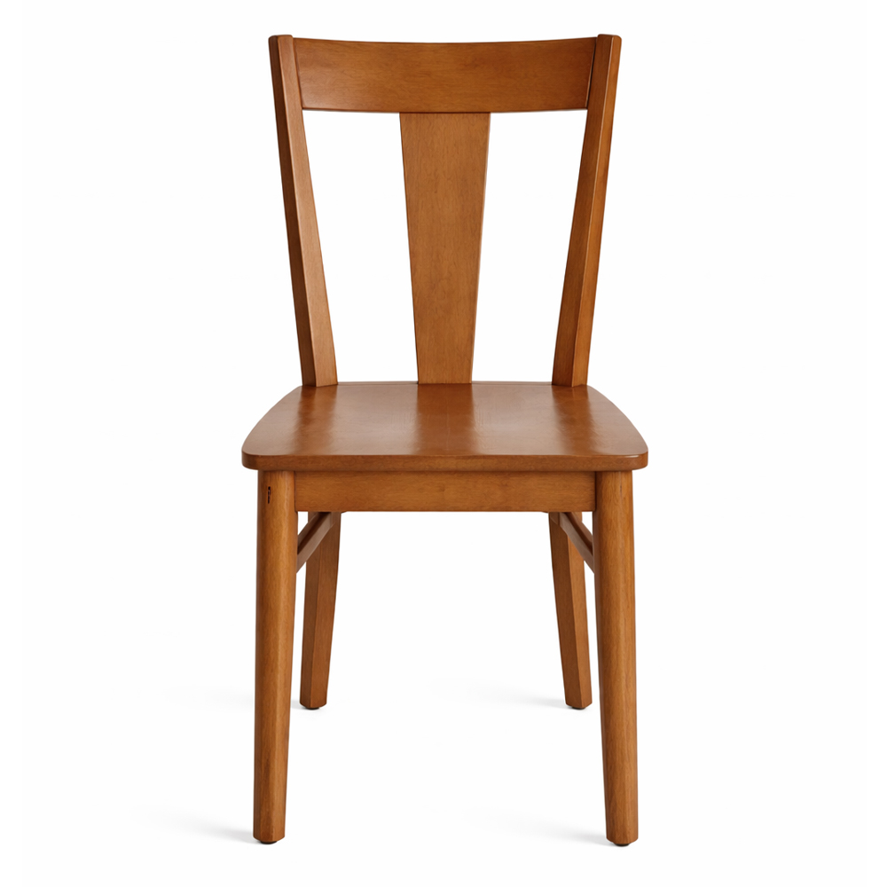 Teak Wood Dining Chair with TBackRest Design Solid teak wood dining chair with T-shaped backrest and solid wooden seat
