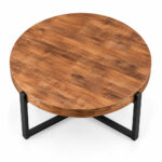 Top view of the Teakora Cross Round Coffee Table showing the natural Suar wood grain