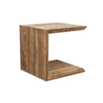 Teakora U-frame solid teak side table showing open lower shelf design