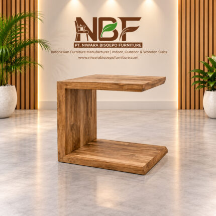 Solid teak U-frame side table handcrafted in Jepara Indonesia