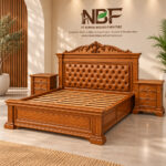 Valdoria Imperial teak wood bed frame displayed in the Niwara Bisoepo Furniture studio
